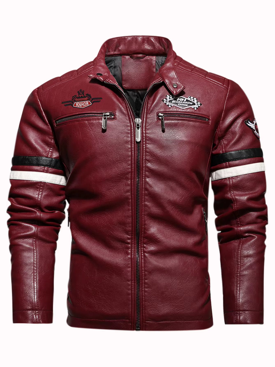 Mens Motorcycle Racing Leather Embroidered Jacket