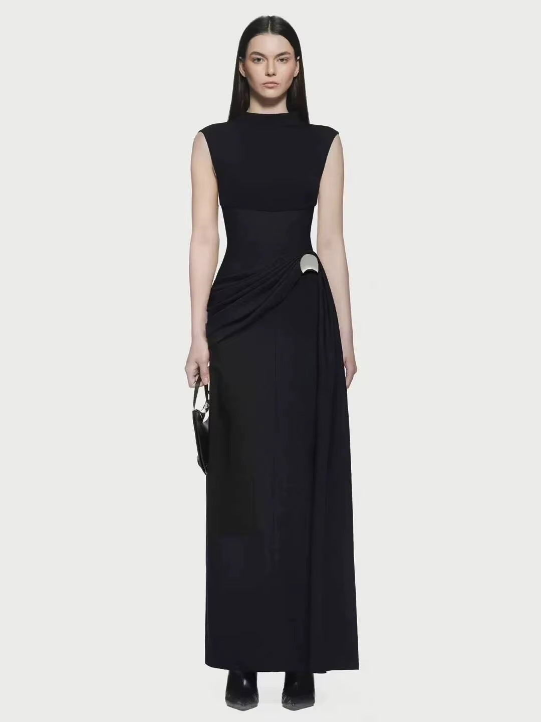 New Stand Collar Sleeveless Women Stylish Dress
