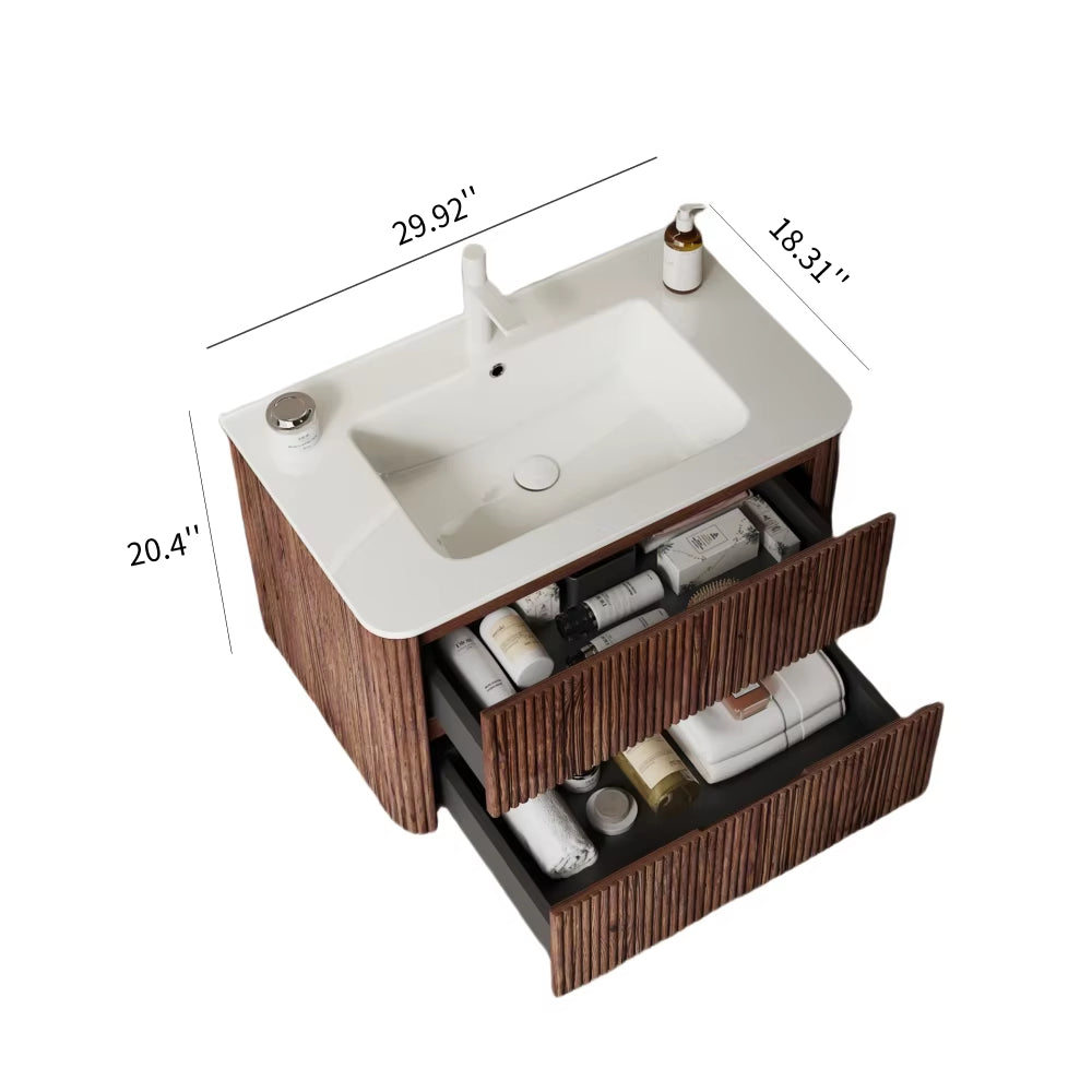 Modern Bathroom Vanity with Sink, Wall-Mounted Cabinet with 2 Drawers