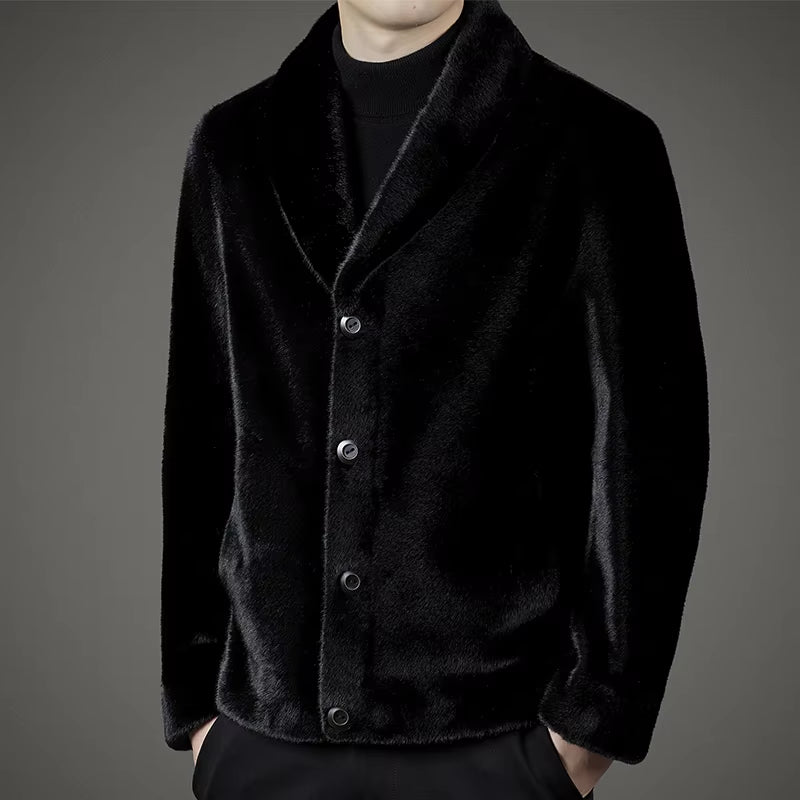 Premium Men's Fashion Autumn Winter Men  Fur Jackets Men'S Thick Warm Solid Outerwear