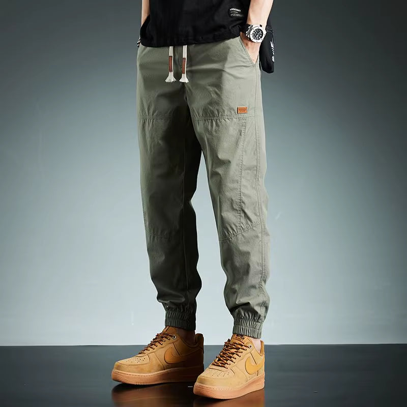 Elite Mens Clothing Elastic Solid Color High Waisted Pockets Trousers Casual  Style 