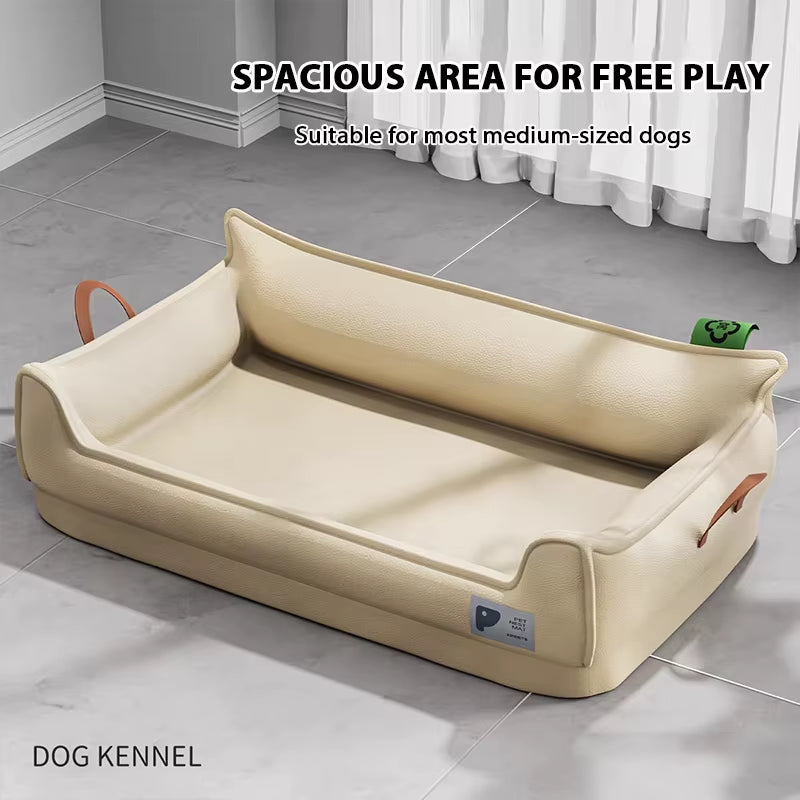 Modern Orthopedic Leather Dog Bed Sofa – Detachable Rectangle Pet Bed