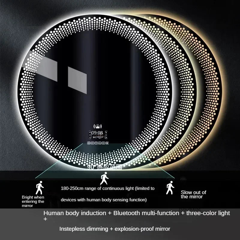 Modern multi colour Adjustable Smart Bathroom Mirror Wall Mounted Defogging Decorative Mirror