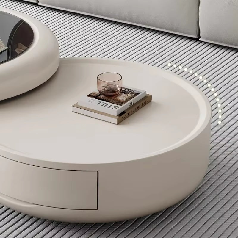 Living Room Coffee Table Light Luxury Moveable 2 Tier