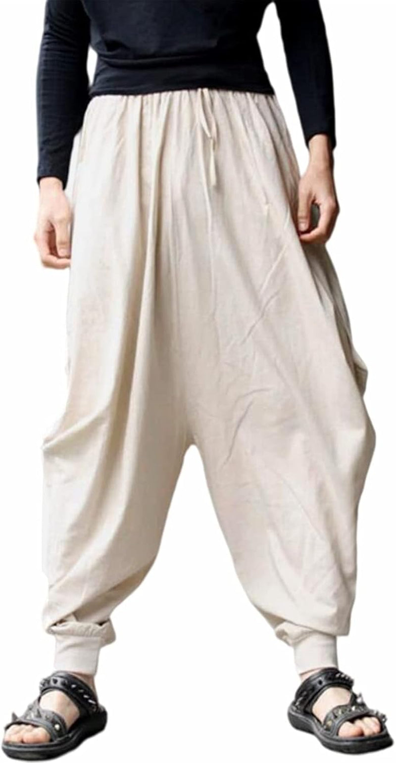 Mens Casual Pants Loose Stretchy Waist Trousers