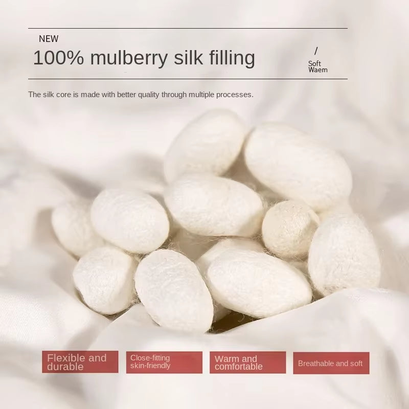 Premium Mulberry Silk Comforter – Soft Warm Cotton Jacquard Duvet
