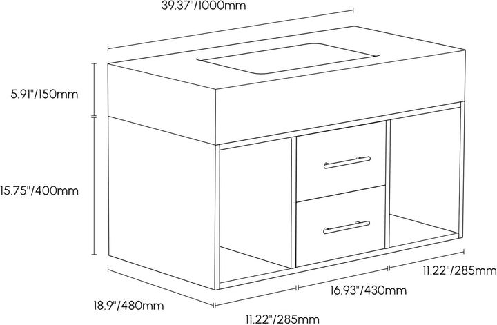 New Floating Bathroom Vanity Set, Modern Wall and Cabinet 