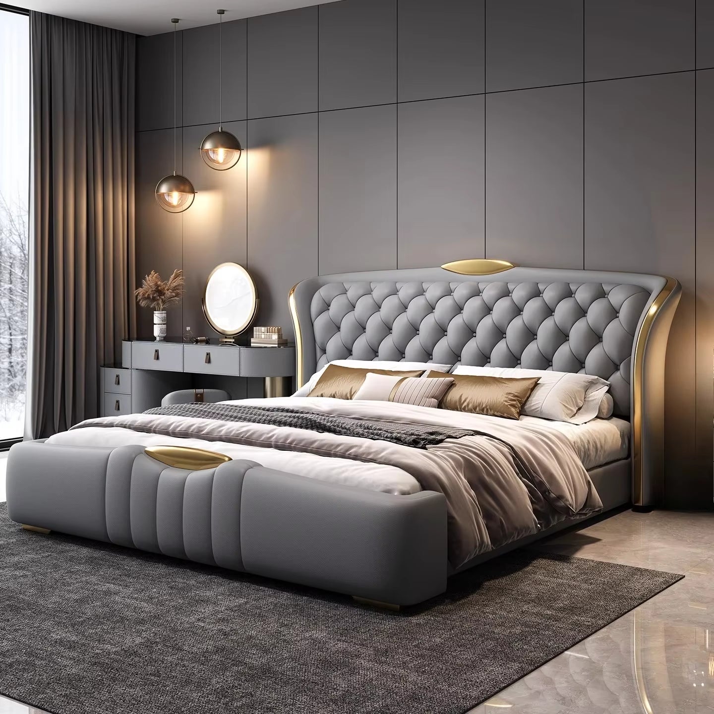 New Double Wedding Bed Frame King Size Bedroom Furniture 