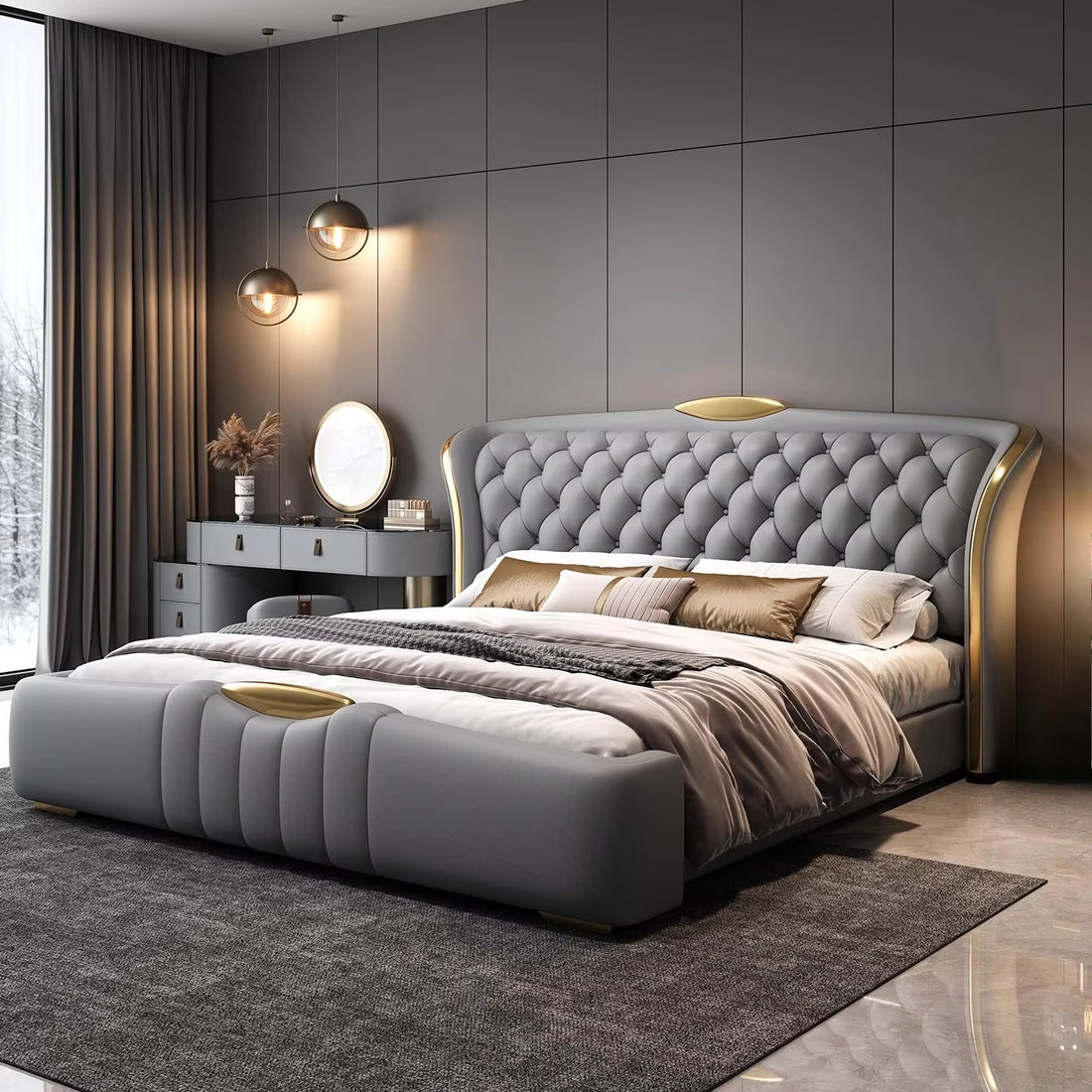New Double Wedding Bed Frame King Size Bedroom Furniture 