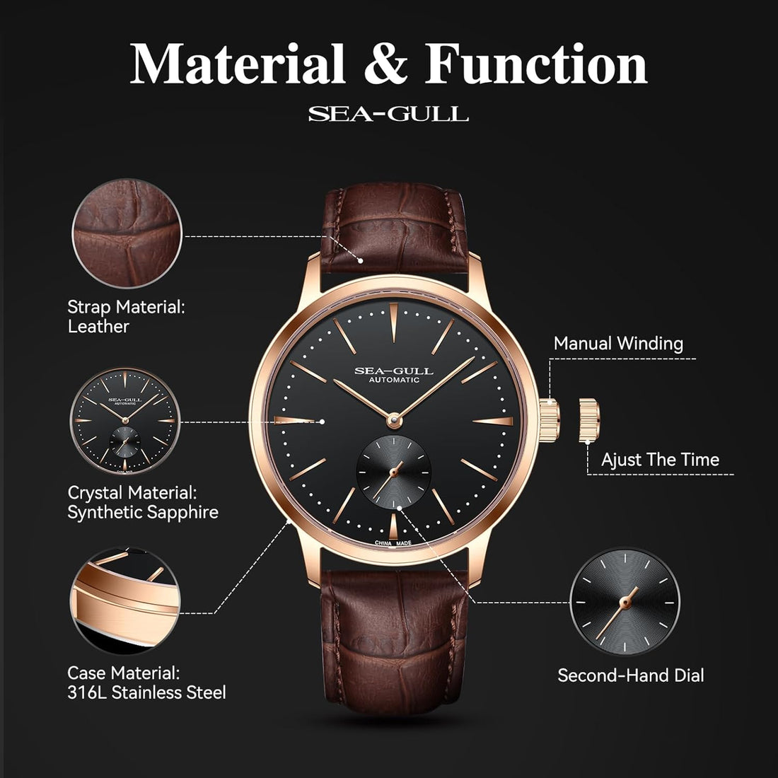 Modern Mens Business Leather Strap Watch