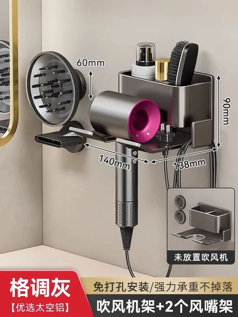 Luxury New Hair Dryer Holder Wall Dryer Cradle Straightener Stand Hairdryer Organizer Storage Box Toilet Blower Holder Bathroom Shelves