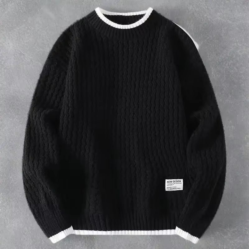 Thick Fleeced Crewneck Warm Knitwear round Collar Designer Pullover Man Korean Reviews Clothes Style Knitted Sweaters for Men