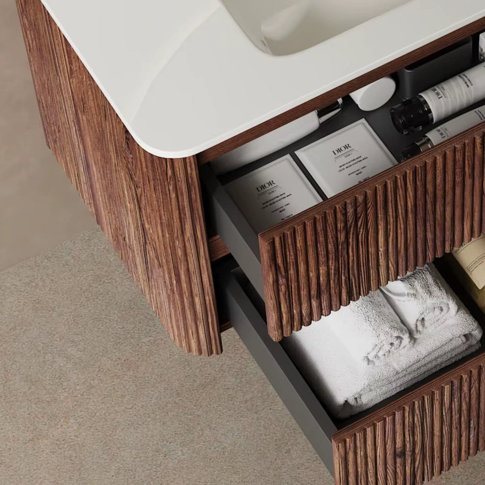 Modern Bathroom Vanity with Sink, Wall-Mounted Cabinet with 2 Drawers