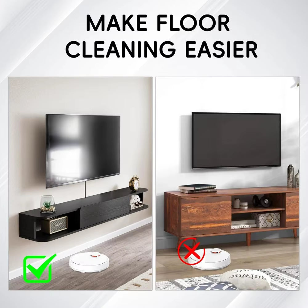 Wall-Mounted Floating TV Stand with Drawer, 47 Inch Console 