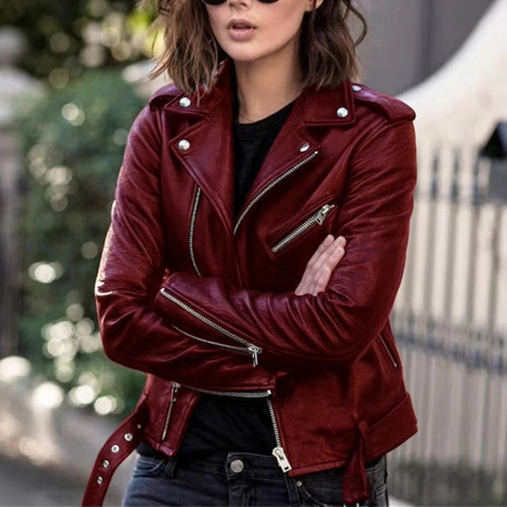 New Stylish Short Jacket Solid Female Moto Biker Jackets Thin Ladies Cool Faux Leather Jacket Slim Short Leather Outwear