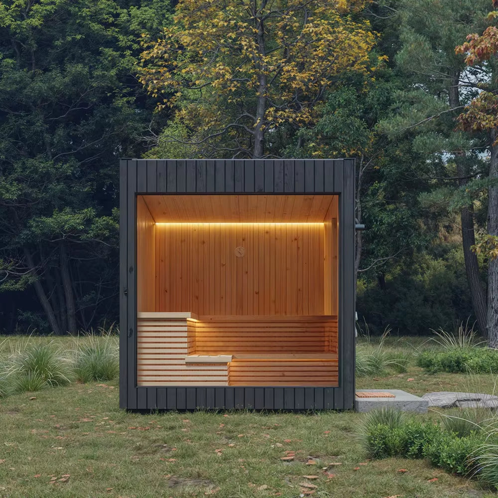 Modern Outdoor Sauna with Hybrid Hot Tub Wellness Inc.