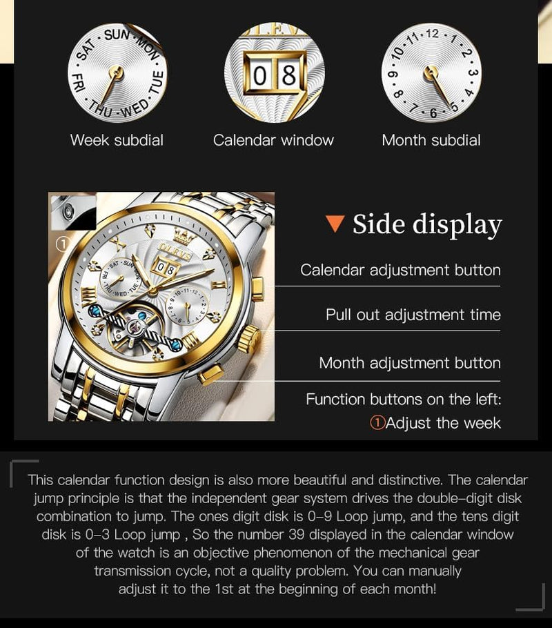 Automatic Men Watch Luxury Diamond Wristwatch 