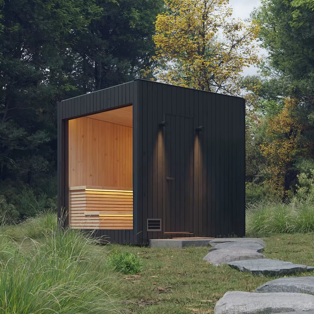 Modern Outdoor Sauna with Hybrid Hot Tub Wellness Inc.