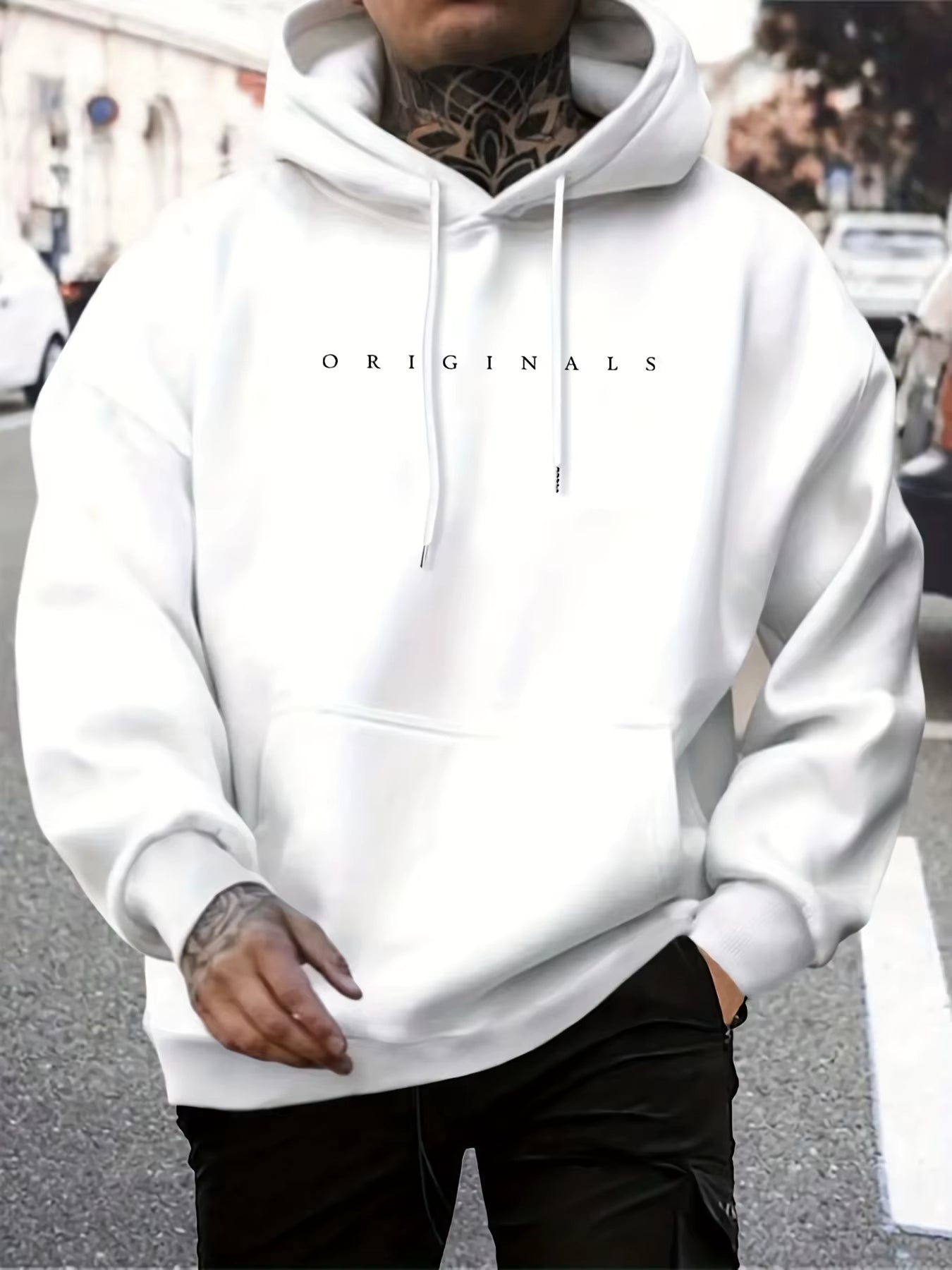 Mens Autumn and Winter Casual Printed Hoodie Pullover