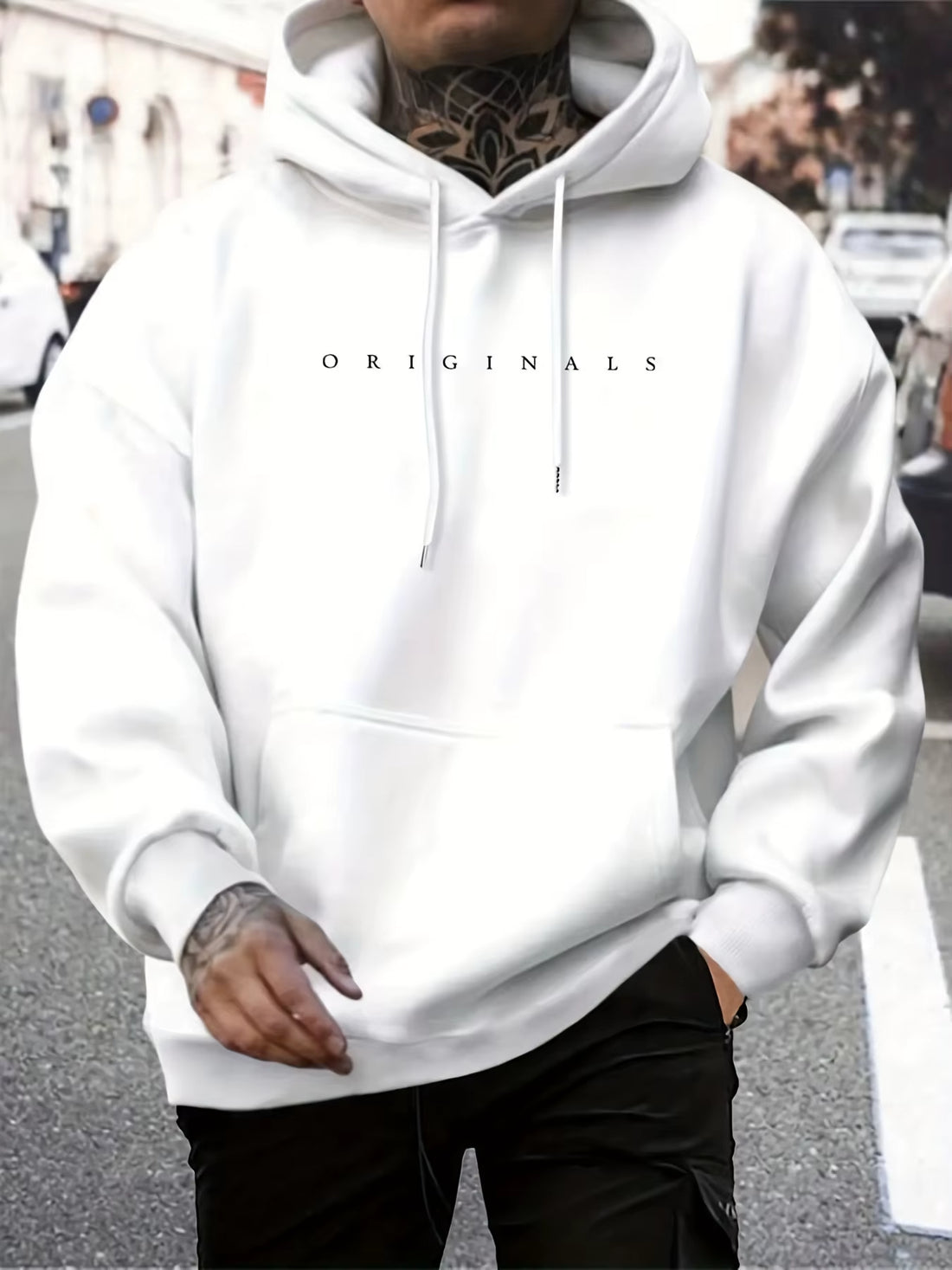 Mens Autumn and Winter Casual Printed Hoodie Pullover