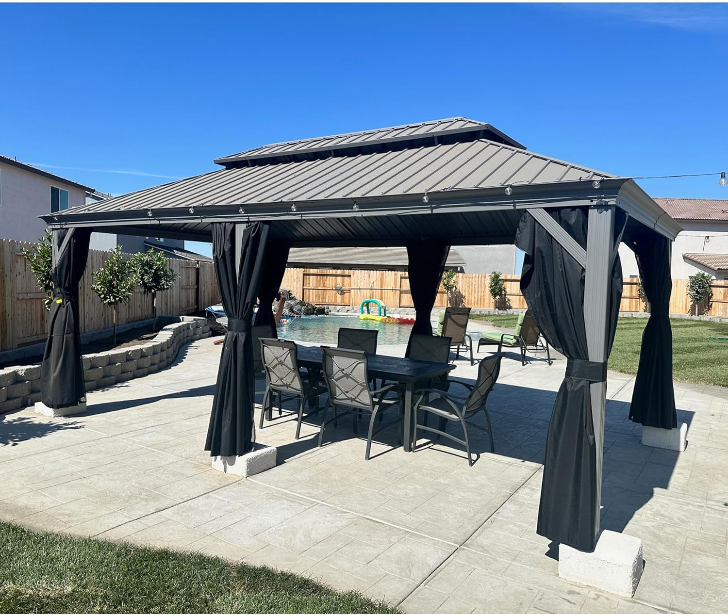 Elite Gazebo with Galvanized Steel All Weather Wind Resistance 