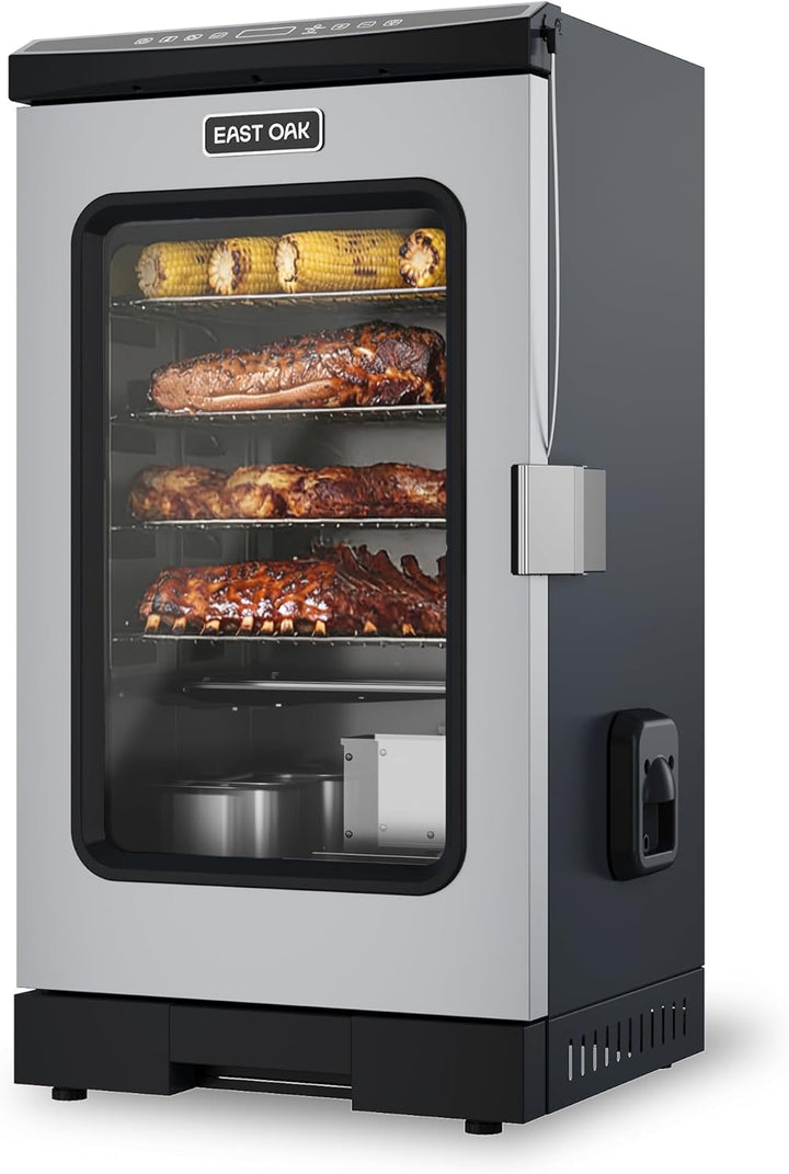 30" Electric Smoker for Outdoors | Built-In Meat Probe up to 6× Longer Smokes on a Single Load | Side Chip Loader for Smoking | Bigger Batches with 725 Sq in Cooking Area, Mist Silver