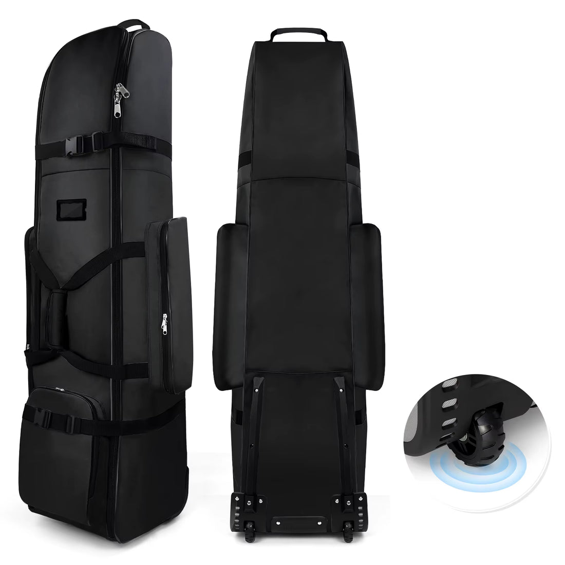 New Large-Capacity Waterproof Oxford Cloth Golf Travel Bag, Foldable Two-Wheel Design