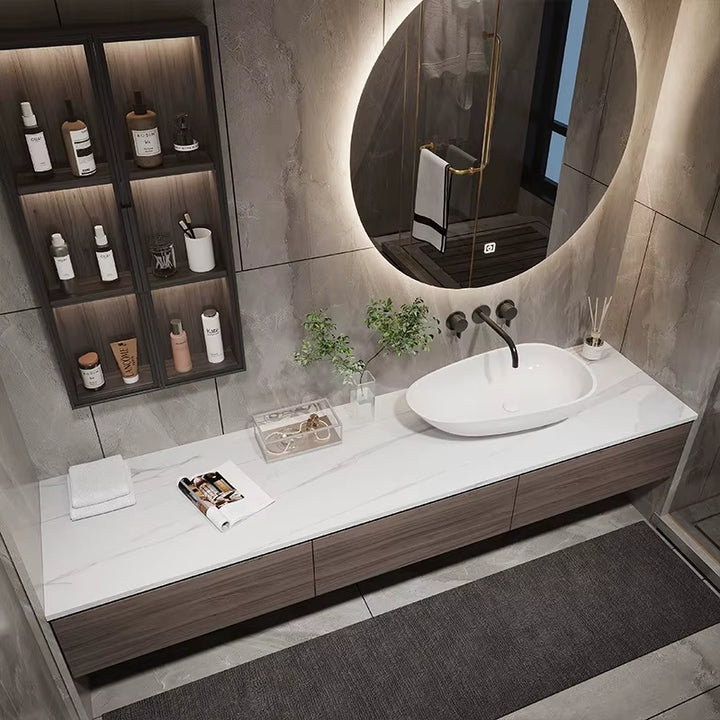 Modern Wall Bathroom Mirrors with Illuminated Feature for Home Project or Hotel Graphic Design Solution Available