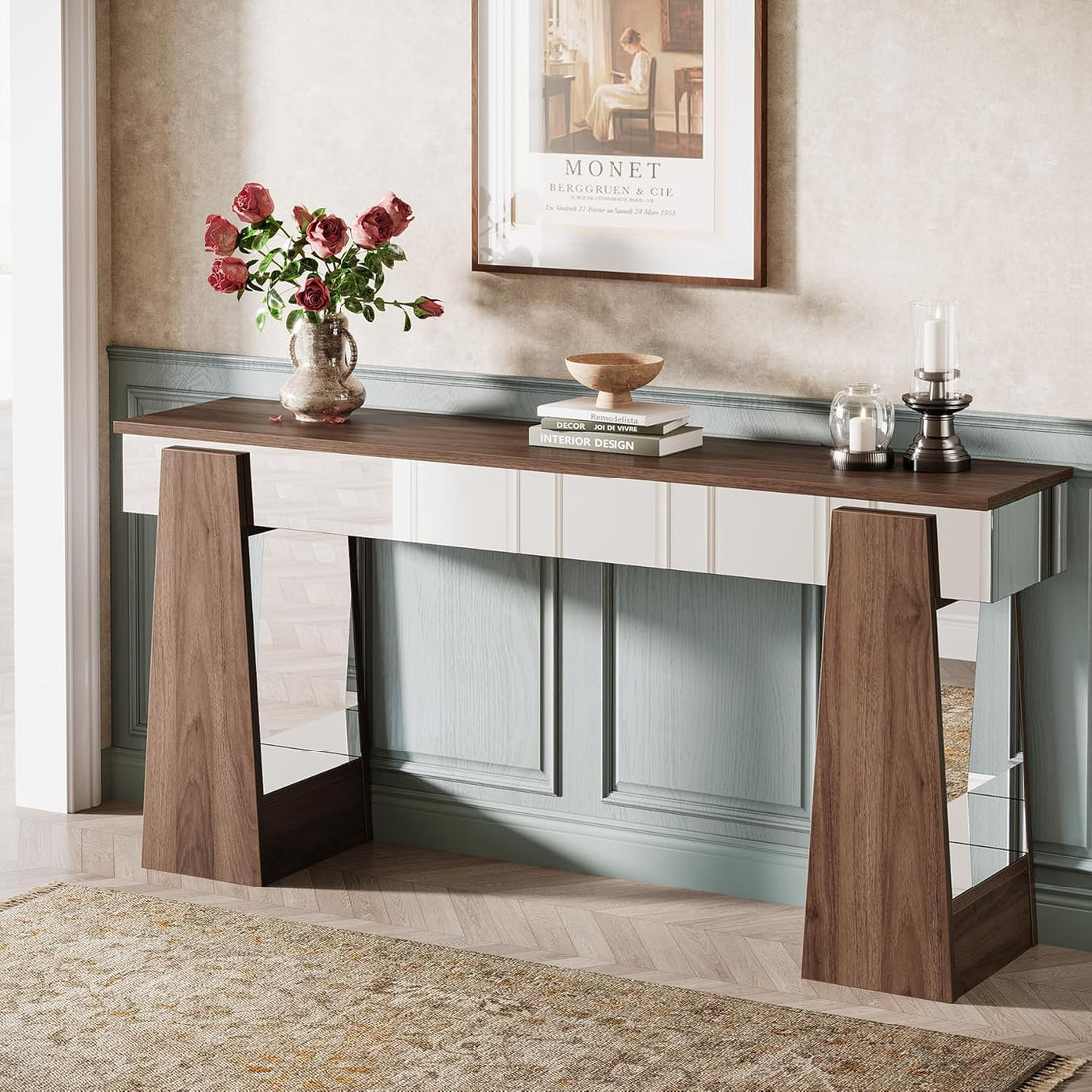 New Mirrored Console, Farmhouse Wooden Entryways