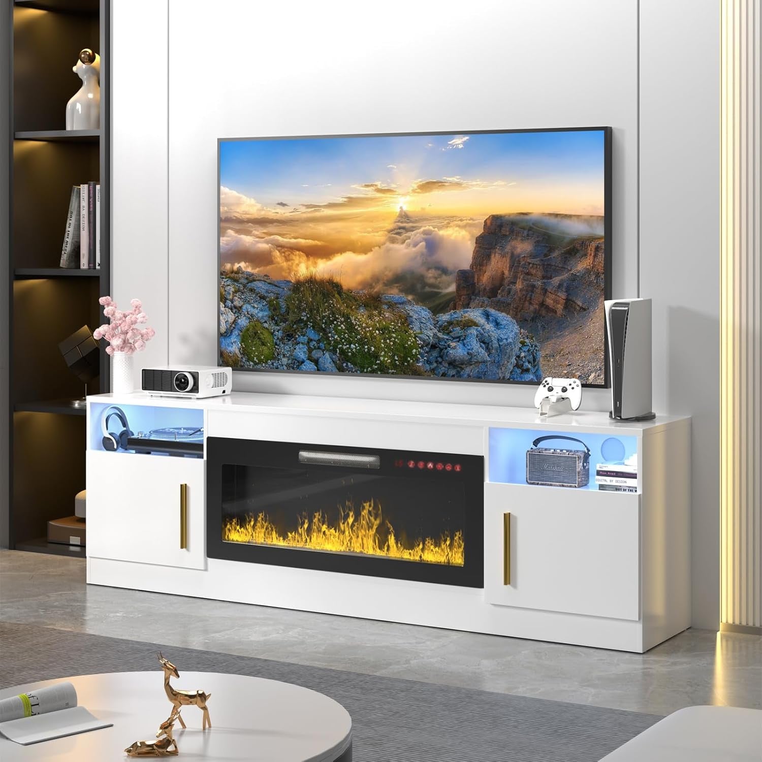 New  LED TV Stand with Fireplace - 70 Inch Modern Electric Entertainment Center