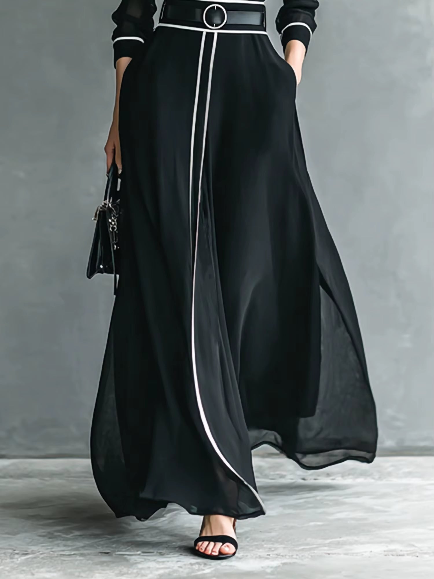 New Women French Elegant Chiffon Maxi Dress