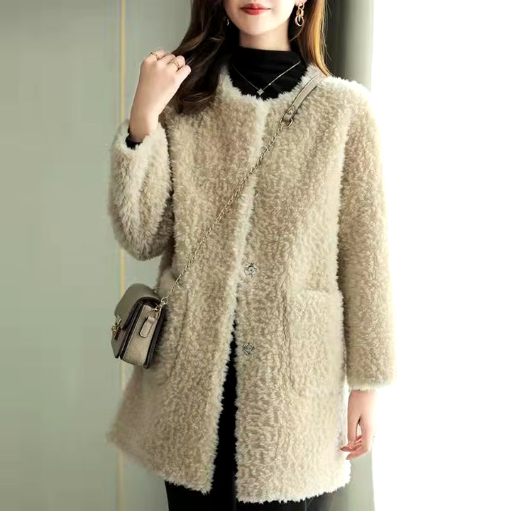 Winter Coat Women'S New Fleece Coat Lamb Fleece Medium Long Lamb Fur One-Piece Fashion Minimalist Casual Long Sleeves Jackets