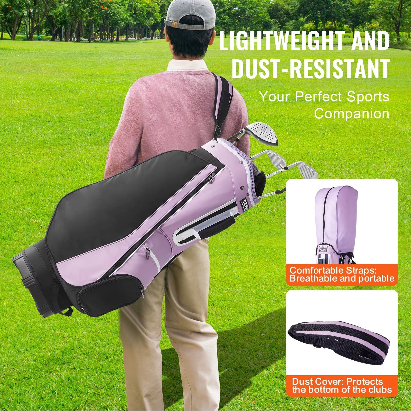 New Premium 36-Inch Golf Cart Bag with 14-Way Divider, Multiple Storage Pockets