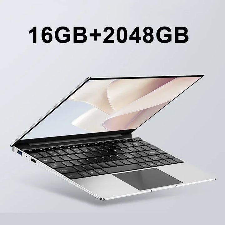 New 14.1" Ultra Slim Laptop 16GB RAM 2TB SSD  N3700 Notebook Gamer 1920*1080 Display Office Study Computer PC Windows 11 Pro