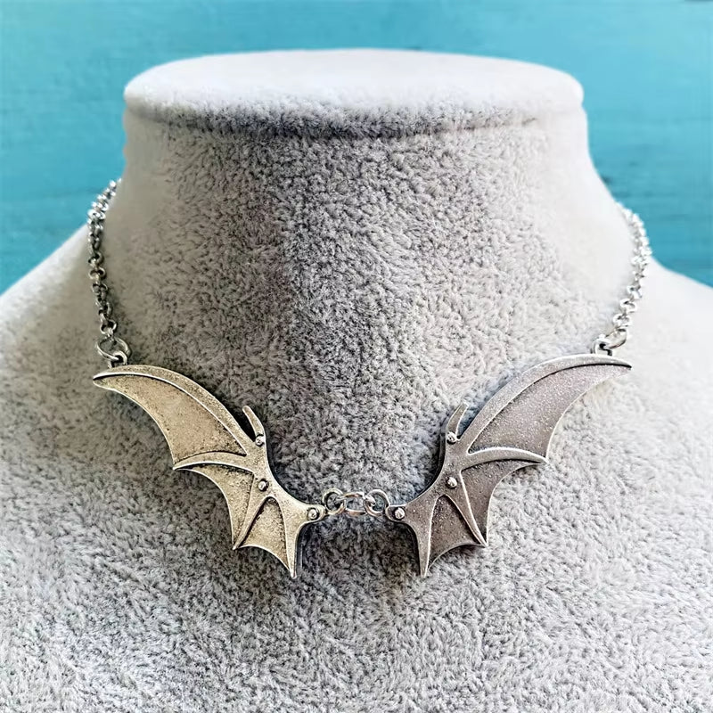 Vampire Vintage Wings Pendant Choker Necklace Christmas Witchy Gift for Women Fashion