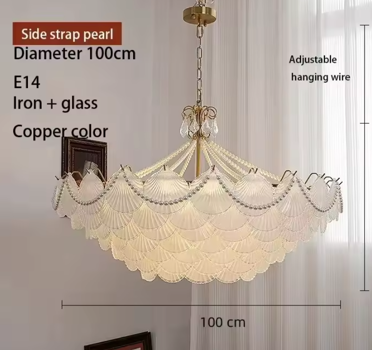 Modern French Shell Glass Pendant Chandelier – LED Home Lighting
