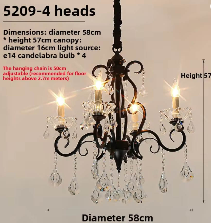 French-Style Luxury Crystal Chandelier – Living Room lamp; Dining Light