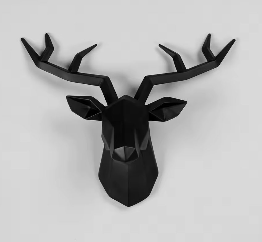Nordic 3D Deer Head Wall Sculpture – Modern Resin Home Decor