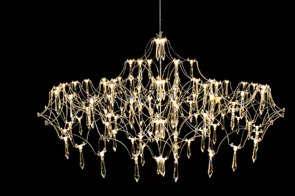 Modern Crystal LED Chandelier Gold Firefly Lustre for Luxury Interiors
