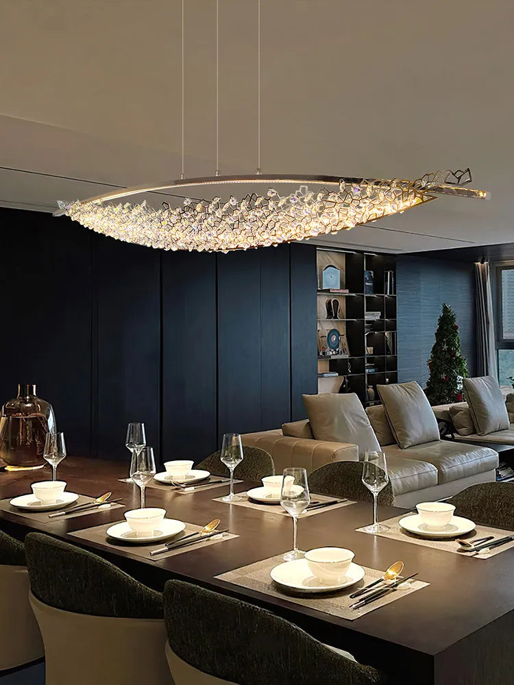 Modern LED Crystal Boat Pendant Chandelier – Italian Luxury Dining & Villa Lighting