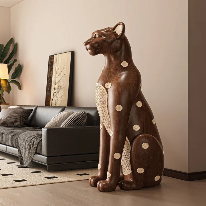 Vintage Creative Leopard Sculpture – Modern Luxury Floor Decor & Animal Figurine
