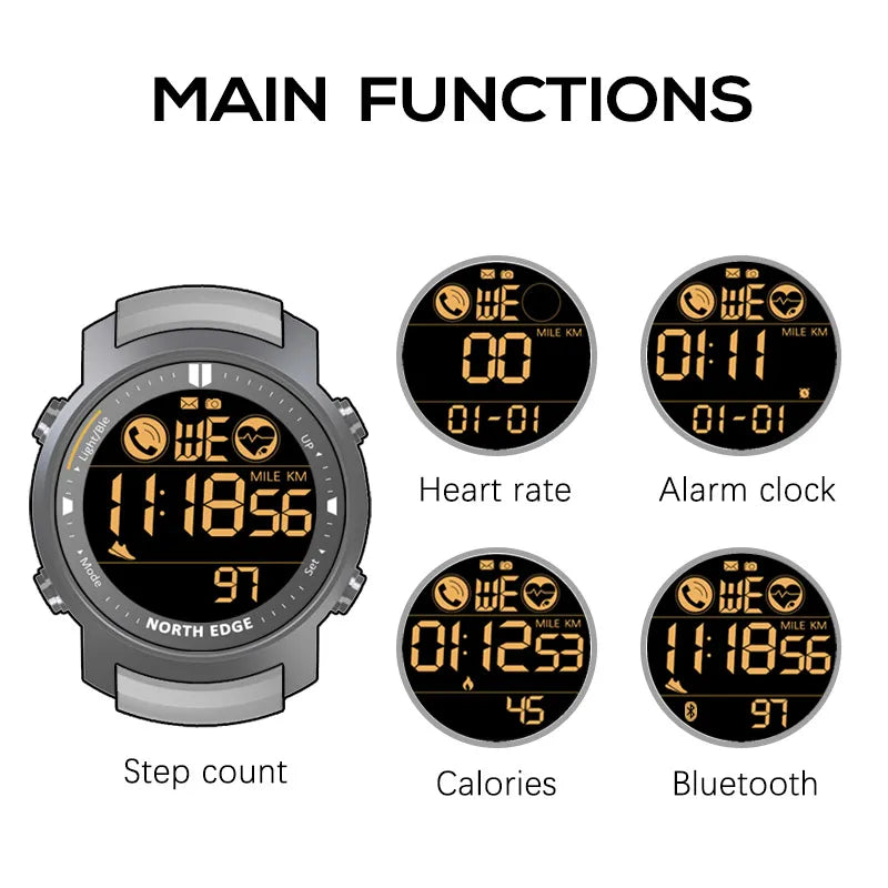 Men's Military Digital Sports Watch – 50M Waterproof Fitness Tracker