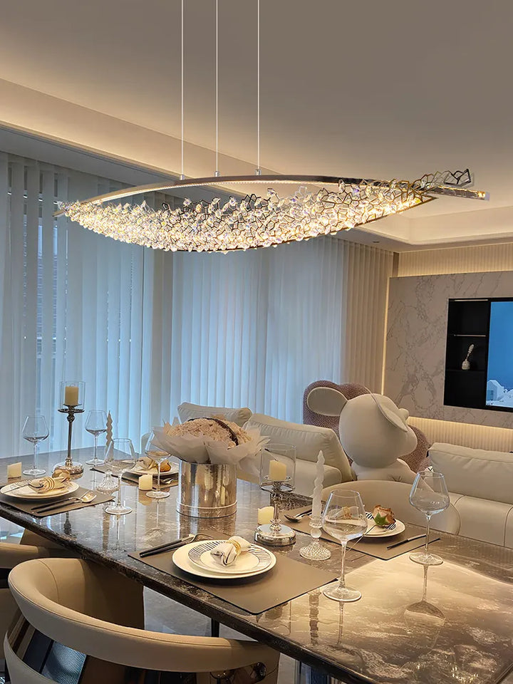 Modern LED Crystal Boat Pendant Chandelier – Italian Luxury Dining & Villa Lighting
