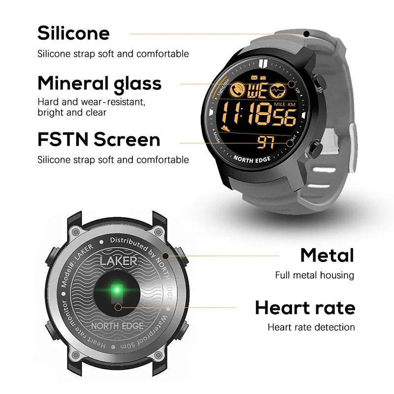 Men's Military Digital Sports Watch – 50M Waterproof Fitness Tracker