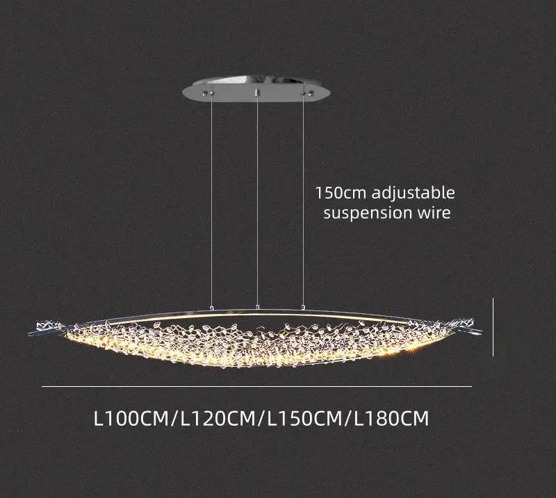 Modern LED Crystal Boat Pendant Chandelier – Italian Luxury Dining & Villa Lighting