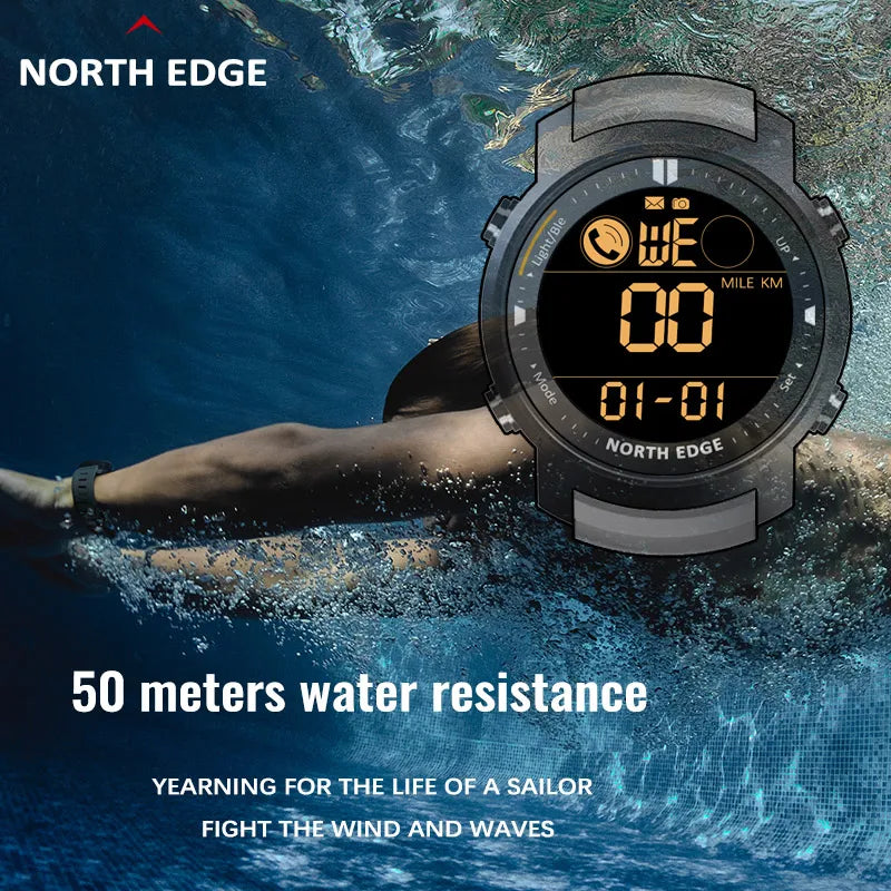 Men's Military Digital Sports Watch – 50M Waterproof Fitness Tracker