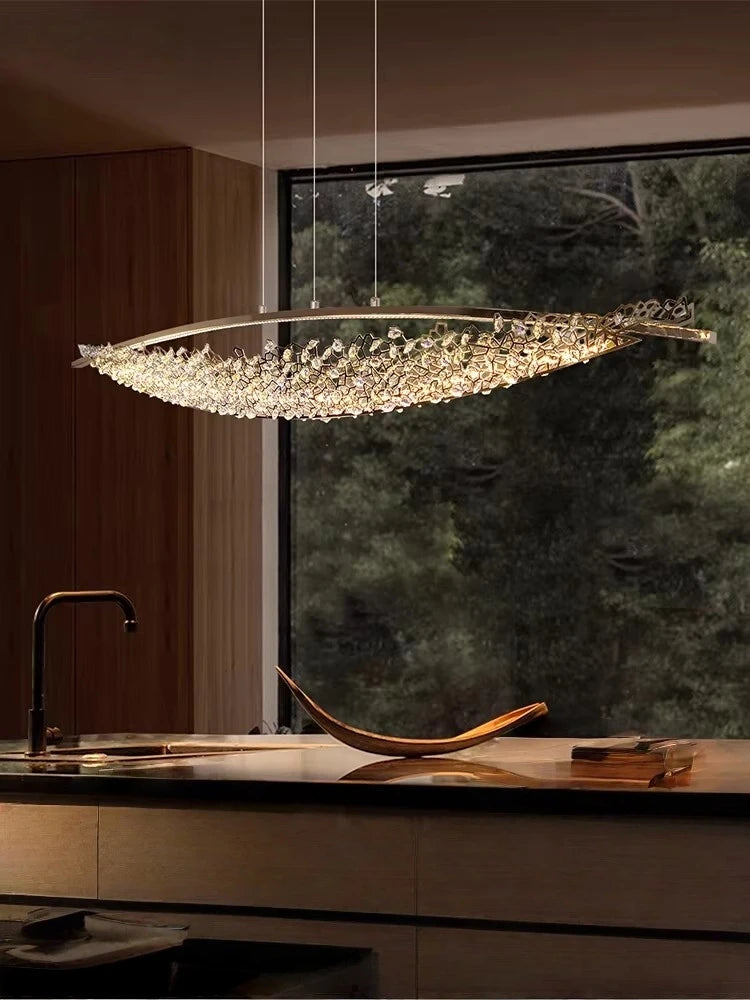 Modern LED Crystal Boat Pendant Chandelier – Italian Luxury Dining & Villa Lighting