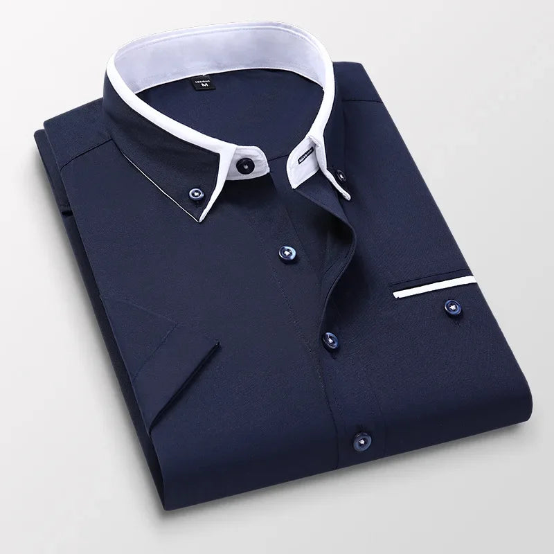 Mens Business Casual Turn Down Collar Formal Shirt