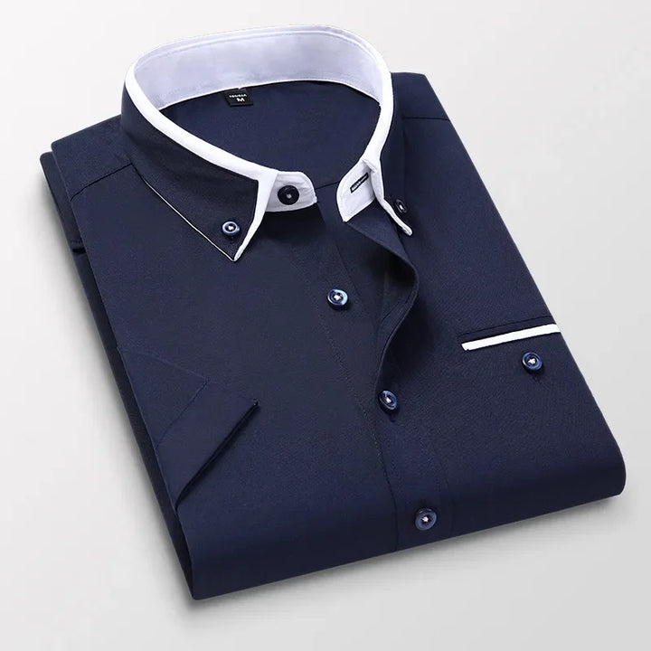 Mens Business Casual Turn Down Collar Formal Shirt