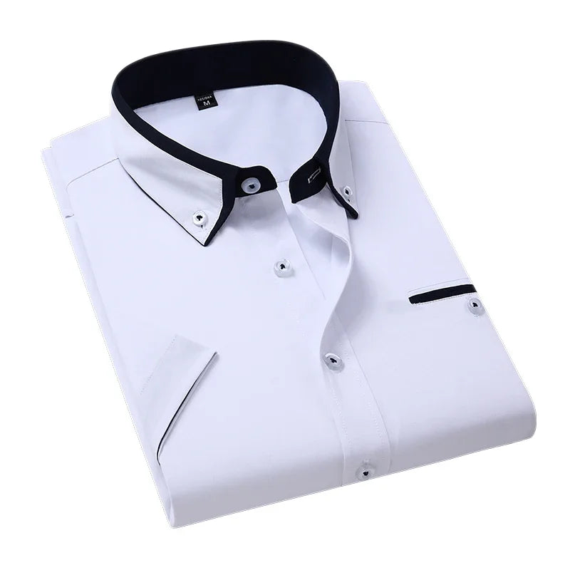Mens Business Casual Turn Down Collar Formal Shirt